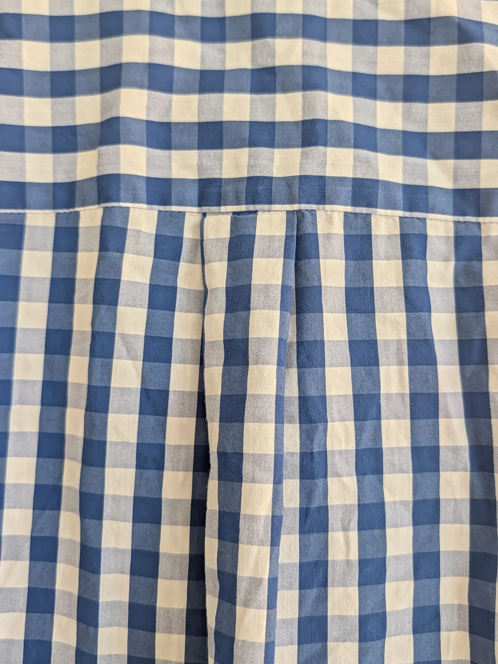 Croft & Barrow Blue Gingham Button-Up Shirt with White Floral Embroidery
